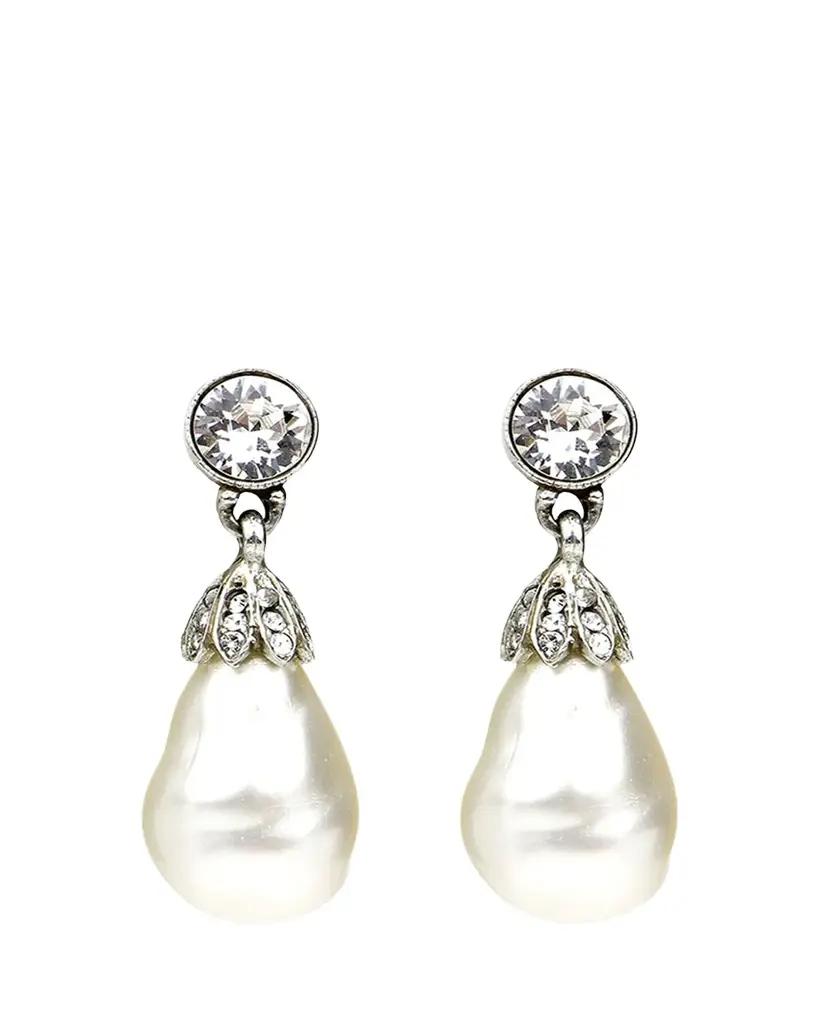 Ben-Amun Baroque Glass-Pearl Crystal Drop Earrings