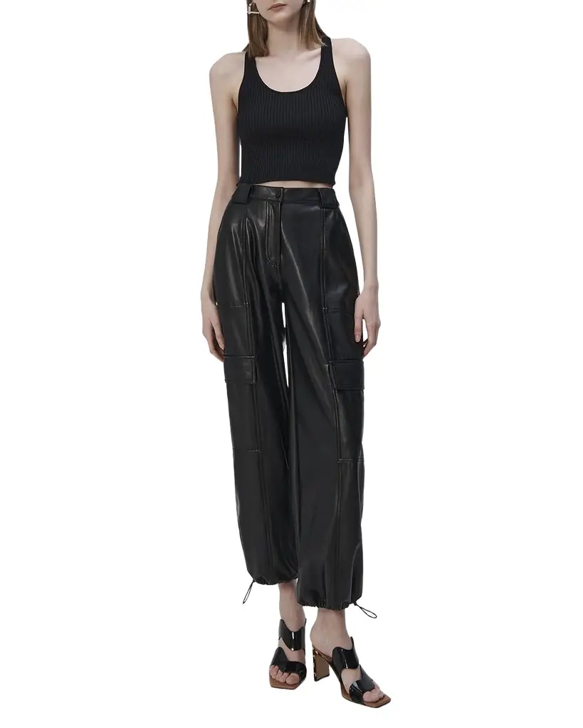 SIMKHAI Luxe Vegan Leather Cargo Pants