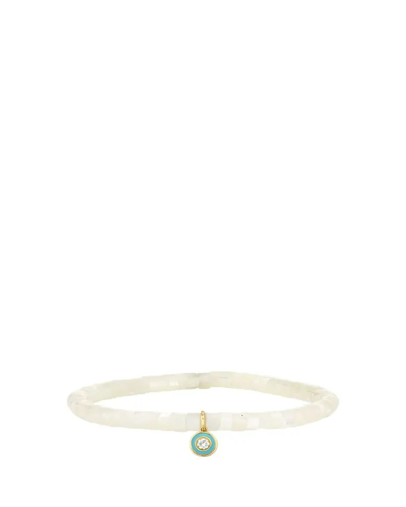 Sydney Evan Enamel Charm Clear Beaded Bracelet