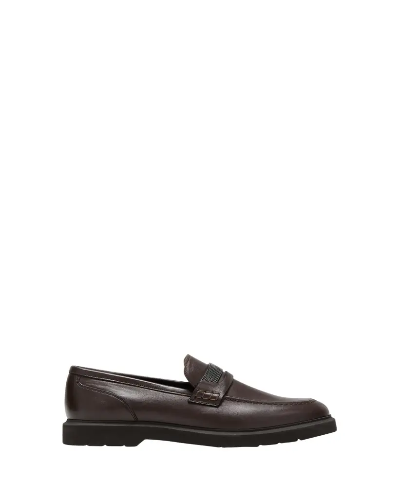 Brunello Cucinelli Leather Monili Penny Loafers