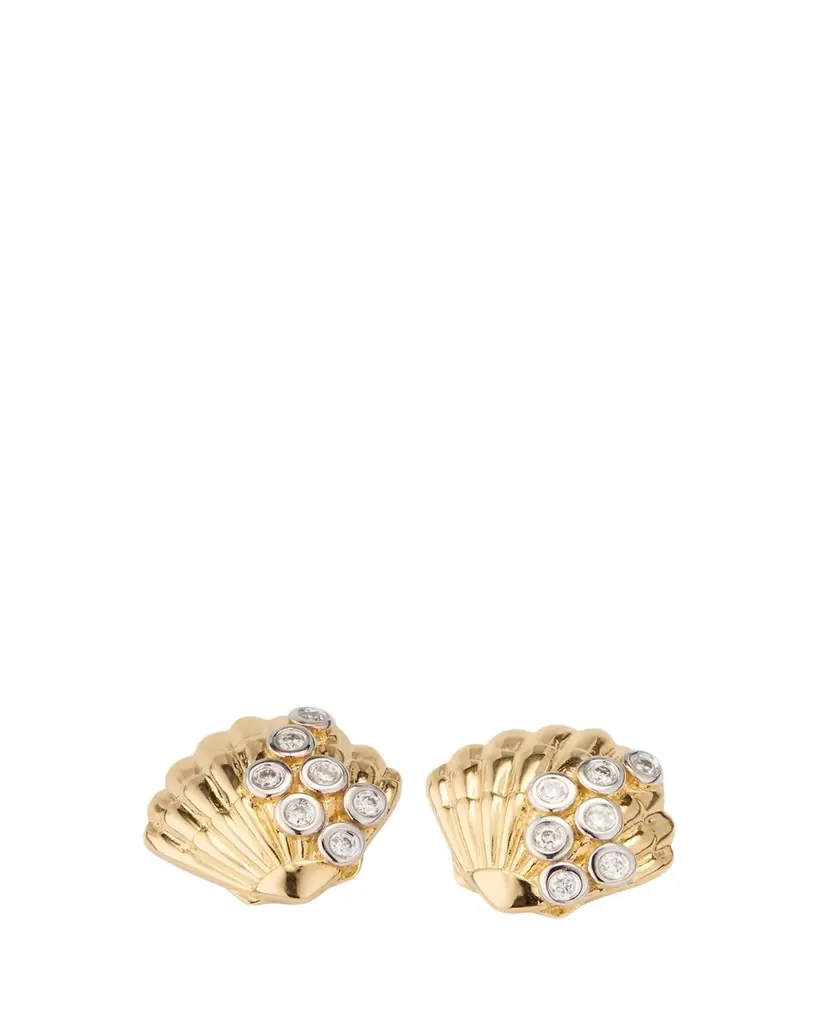 Sydney Evan Clam Shell 14K Gold Diamond Stud Earring, Single