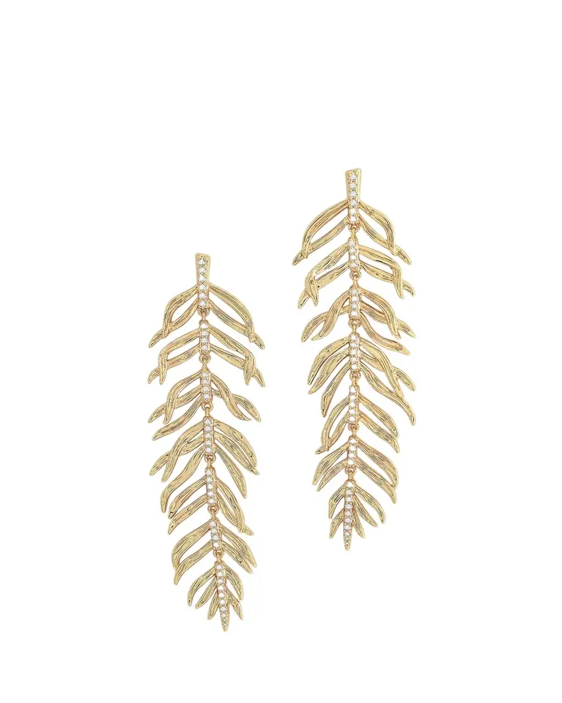 Anabel Aram Jewelry Cubic Zirconia Palm Leaves Earrings