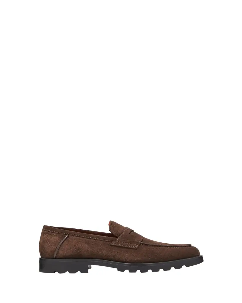 Santoni Men's Rock Suede Lug Sole Penny Loafers