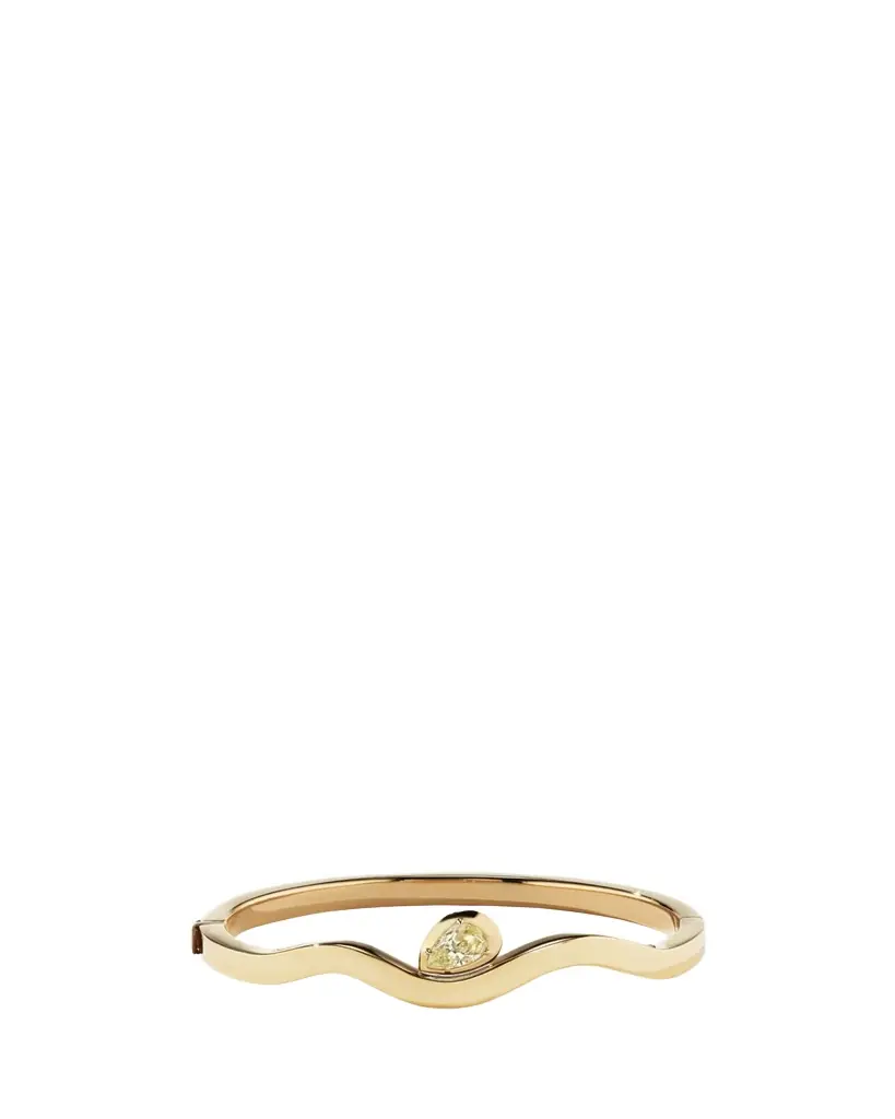 Aaryah Pear Diamond Hinged Bangle Bracelet