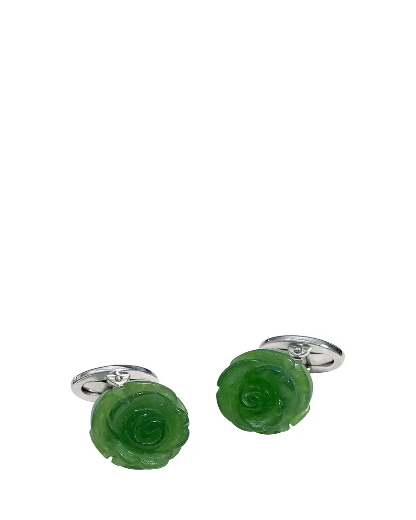 Jan Leslie Men's Hand-Carved Green Onyx Sterling Silver Cufflinks