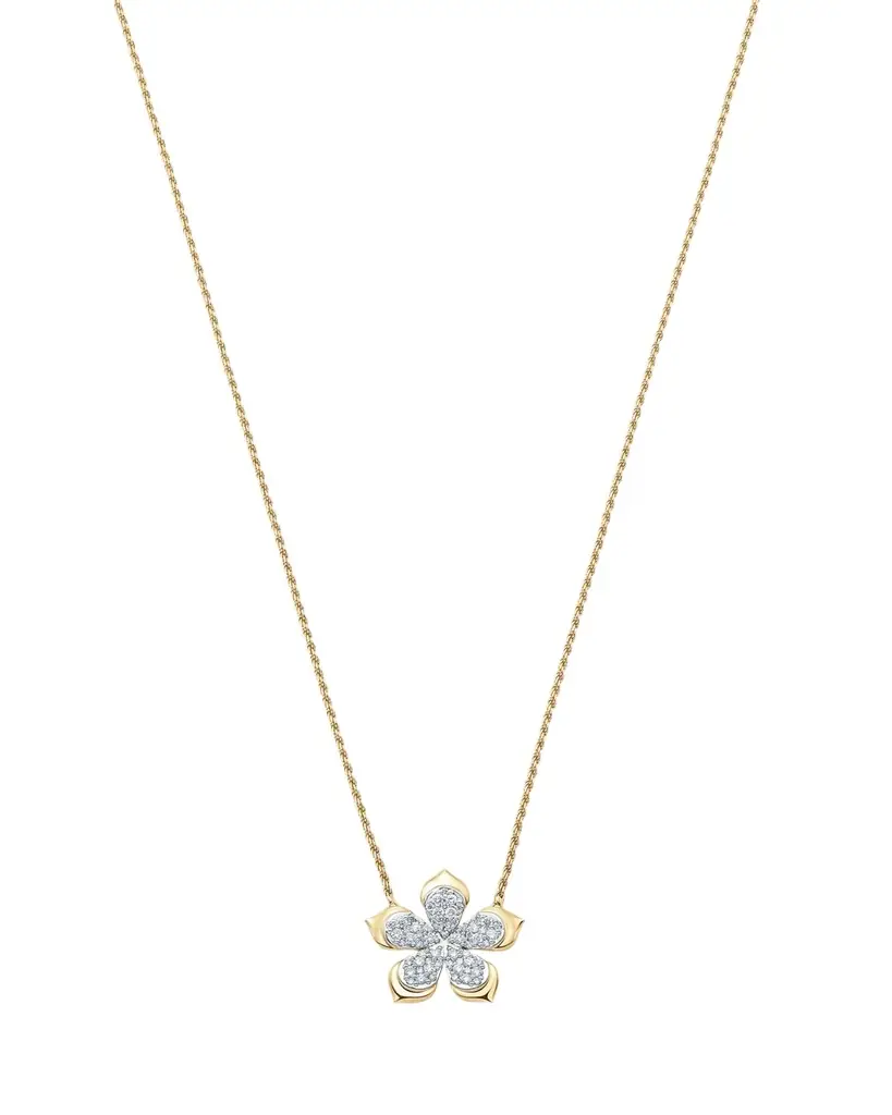 Sara Weinstock 18K Two-Tone Gold Lierre Pear Diamond Flower Station Necklace