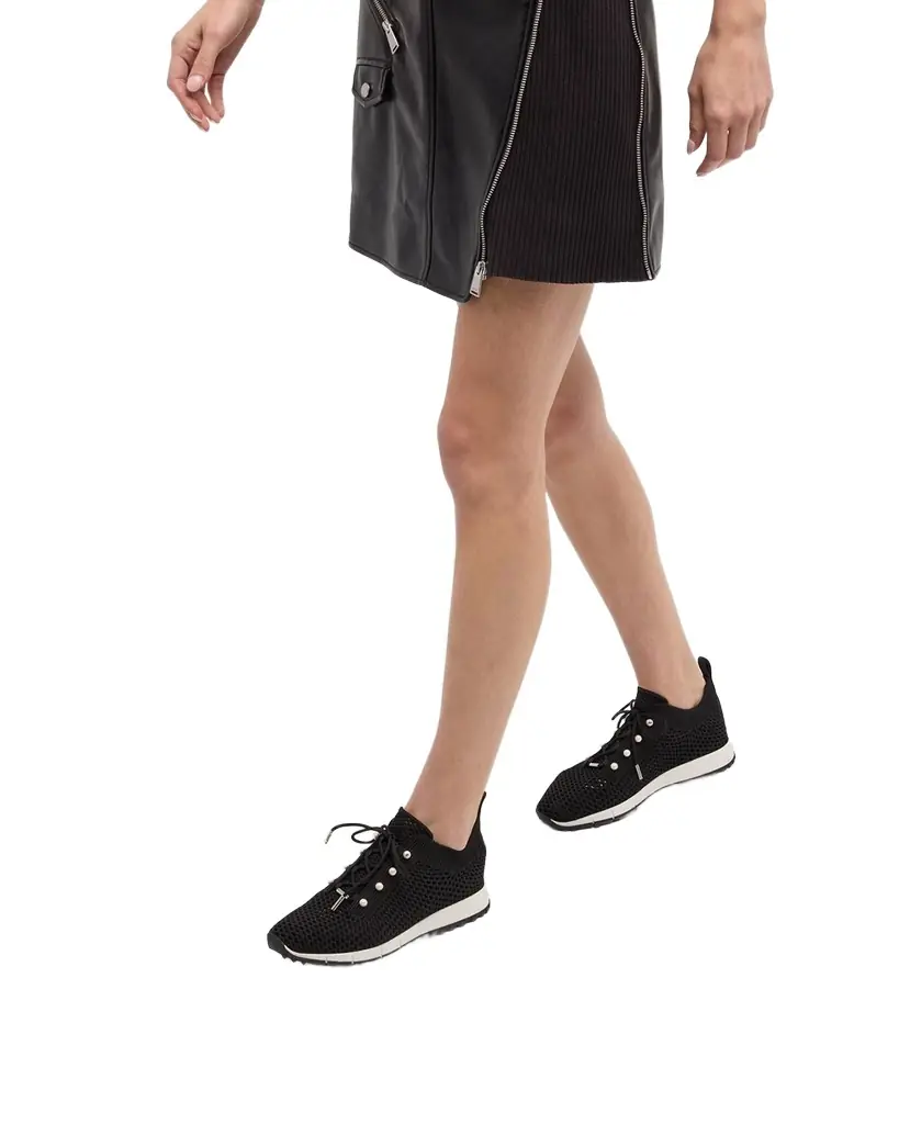 Jimmy Choo Veles Knit Pearly Lace-Up Sneakers