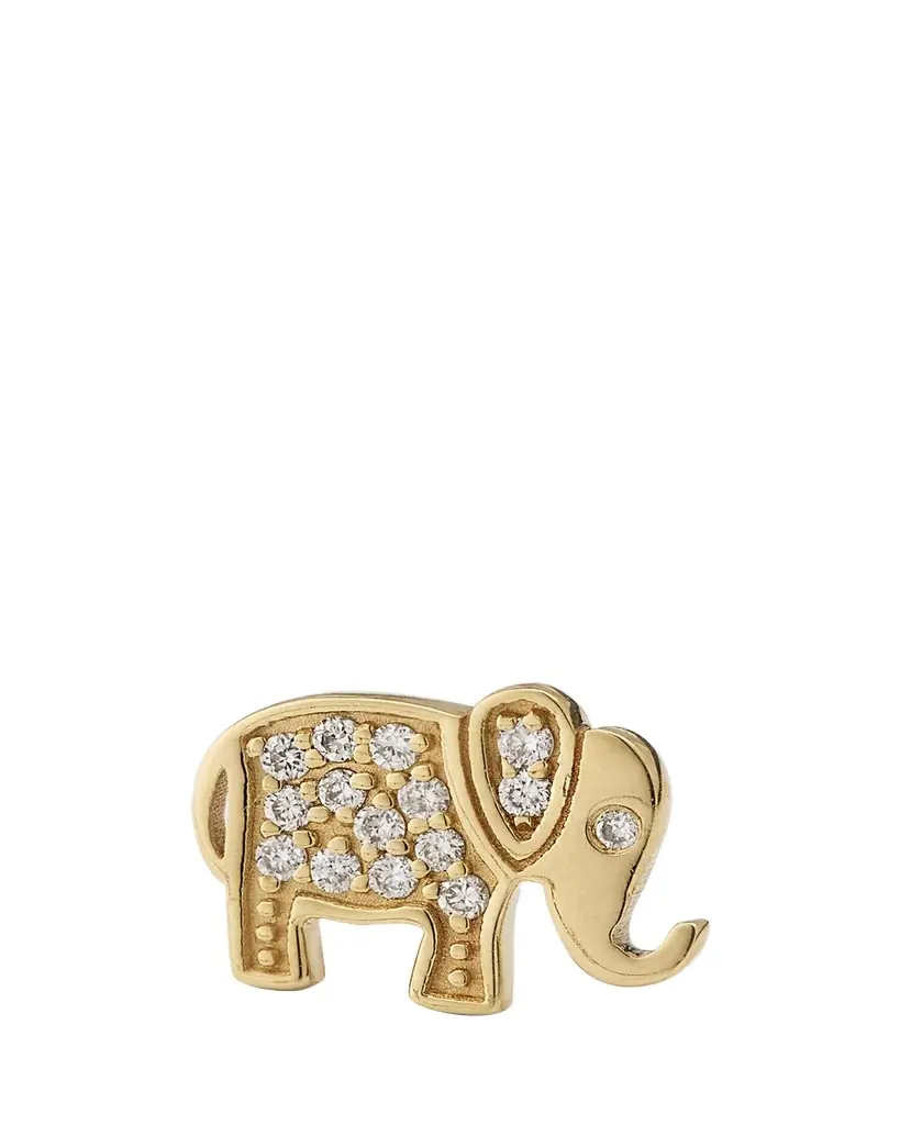 Sydney Evan 14k Yellow Gold Diamond Elephant Stud Earring, Single