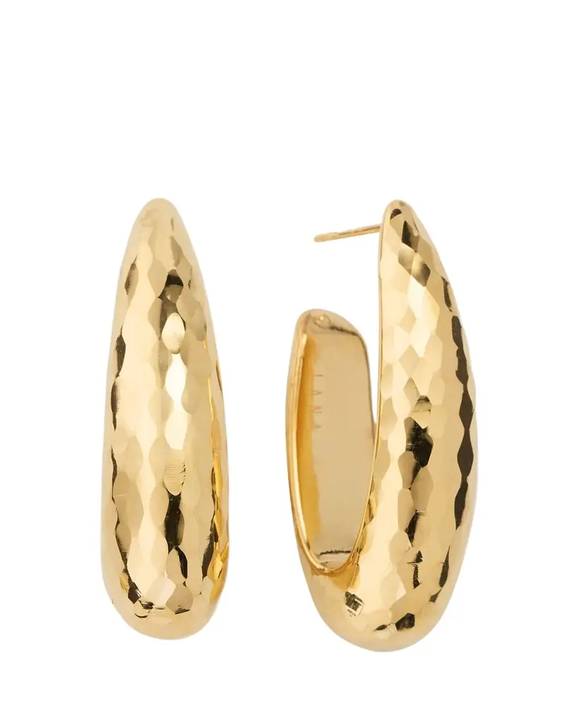 Lana 14K Gold Elongated Wide Disco Hoop Earrings