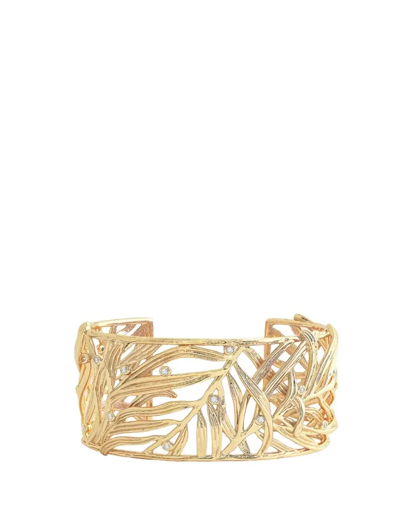 Anabel Aram Jewelry Cubic Zirconia Palm Leaves Cuff Bracelet