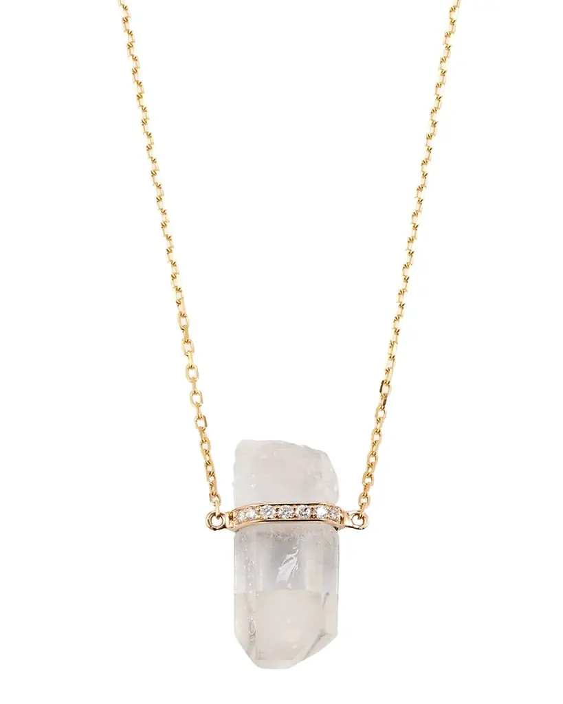 JIA JIA 14k Yellow Gold Crystal Quartz and Diamond Bar Necklace