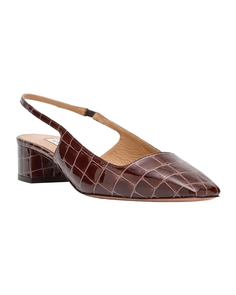Aquazzura Ginza Croco Slingback Ballerina Pumps