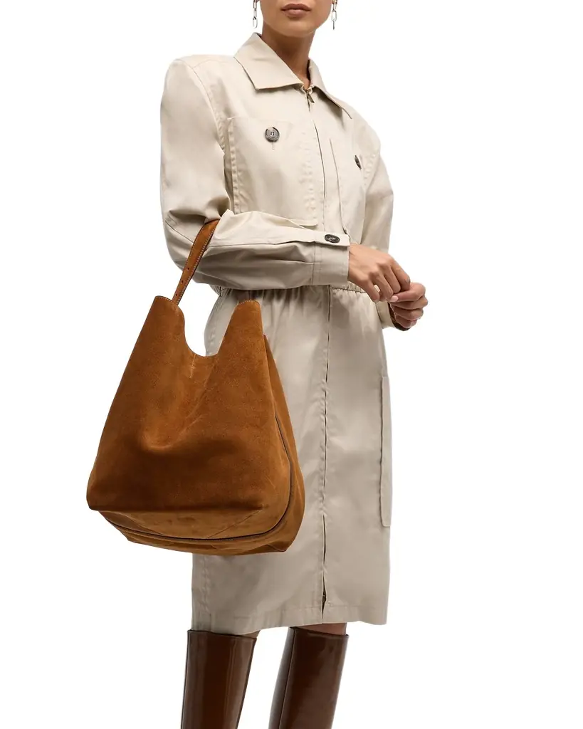 Toteme Large Belted Suede Tote Bag