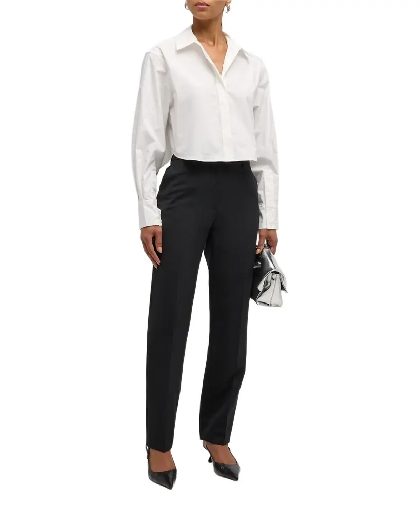 SIMKHAI Renata Cropped Button-Front Shirt