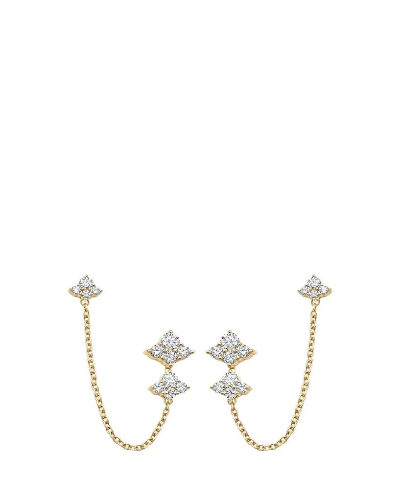 Sara Weinstock 18K Yellow Gold Dujour Diamond Cluster Drop Chain Earrings