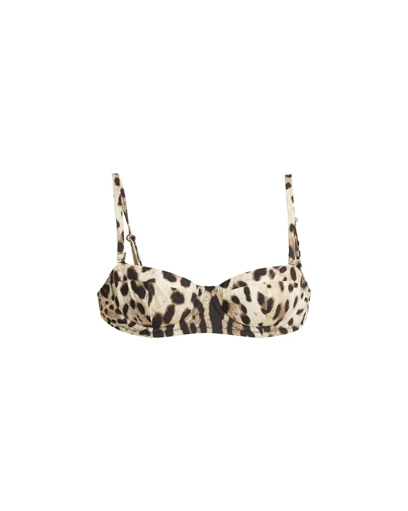Dolce & Gabbana Leopard Soft Padded Underwire Balconette Bikini Top
