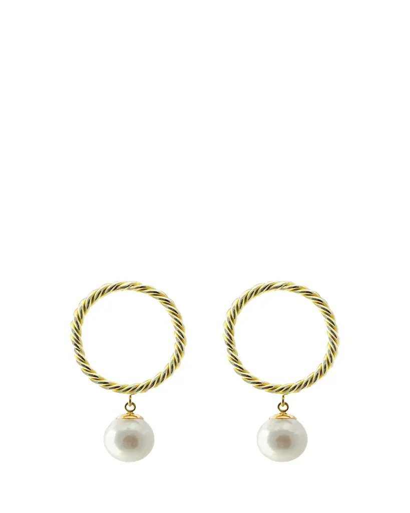 Haute Victoire Akoya Pearl Hand-Twisted 18K Yellow Gold Earrings