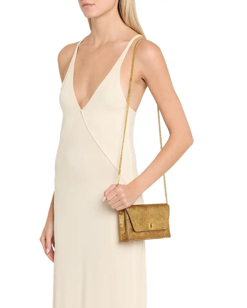 Akris Anouk Lizard-Embossed Metallic Clutch Bag