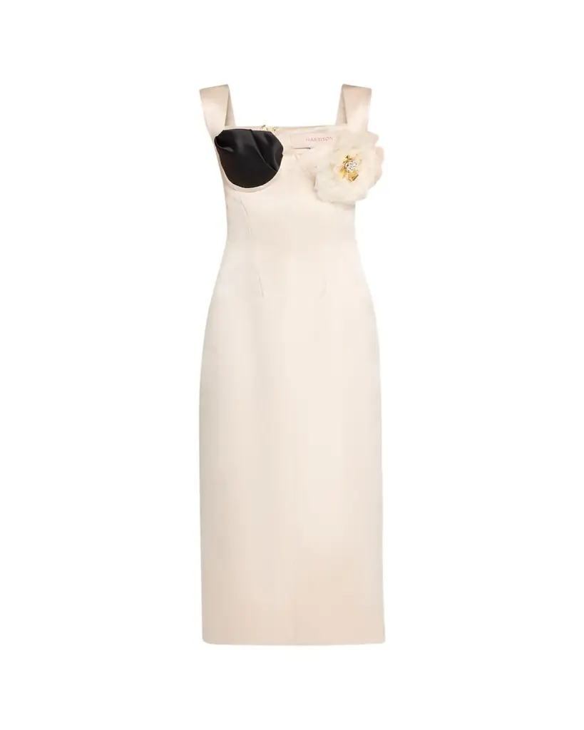 HARBISON Flora Hera Floral Applique Midi Dress