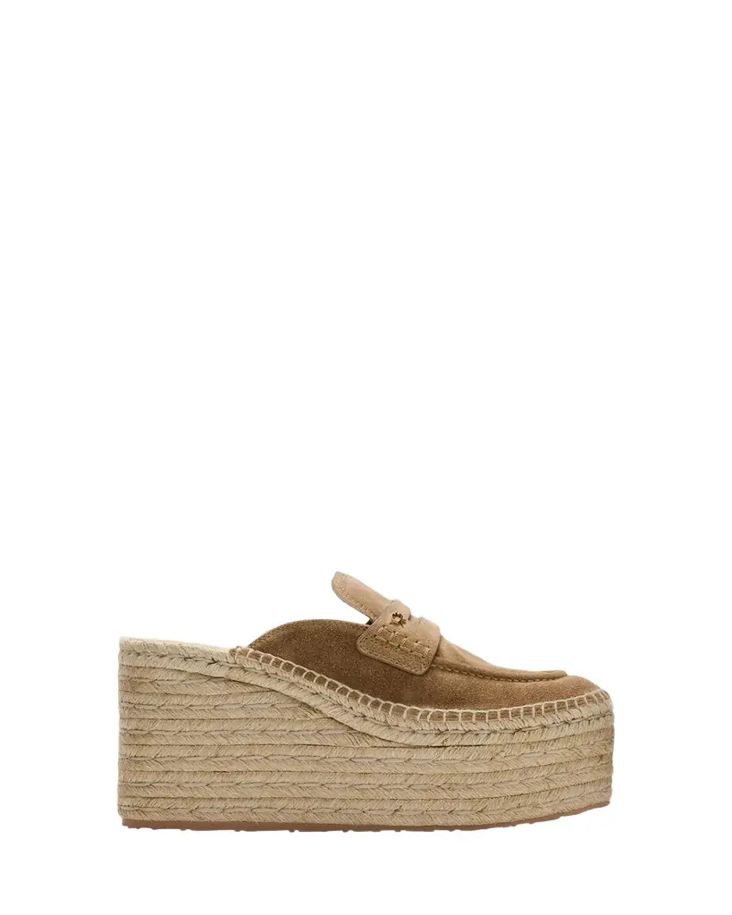 Gianvito Rossi Suede Penny Loafer Platform Espadrille Mules