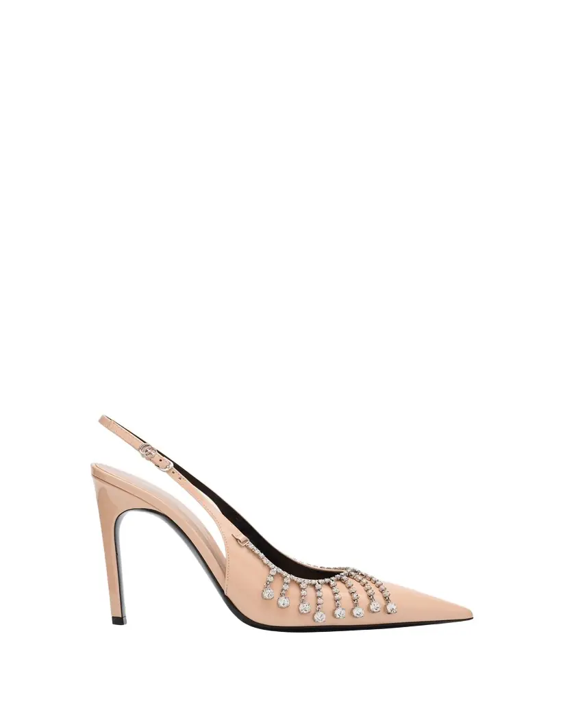 Gucci Guinevere Crystal Leather Slingback Stiletto Pumps