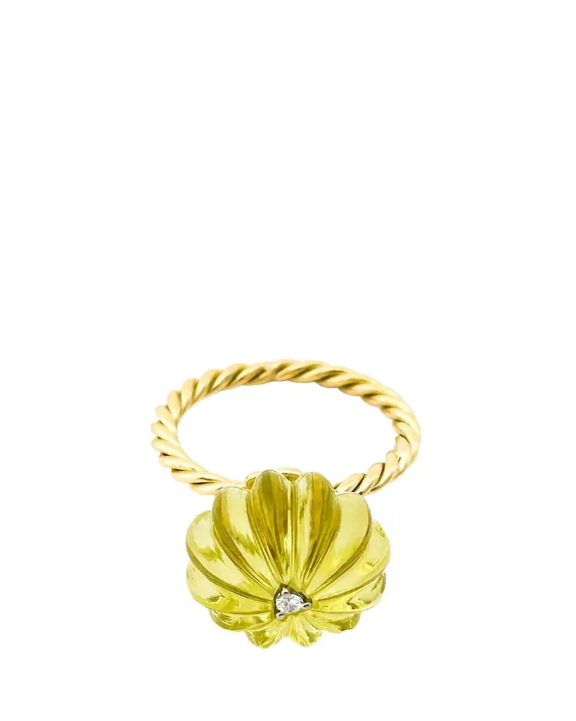 Haute Victoire Saturn Lime Citrine Diamond Ring, Size