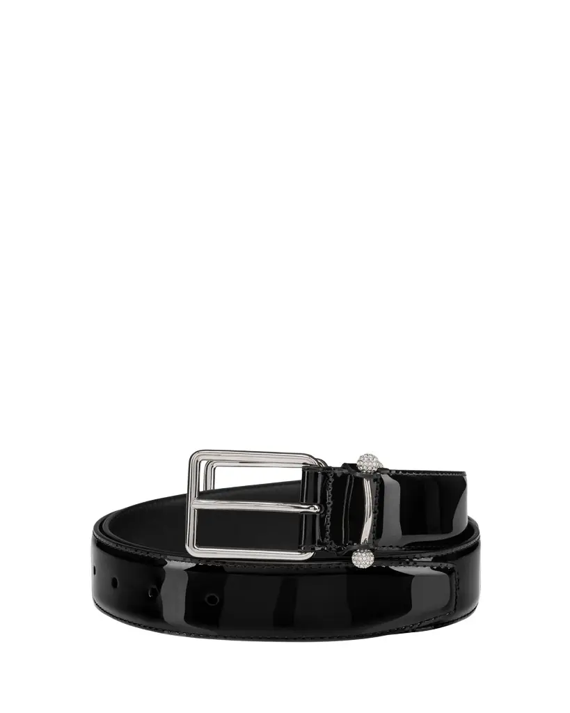 Christian Louboutin Men's Chambeliss Night Strass Patent Leather Belt