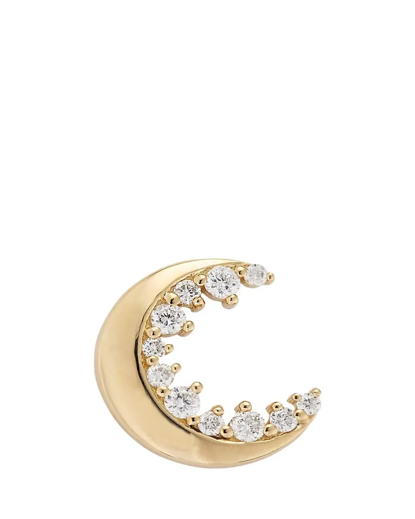 Sydney Evan 14k Gold Cocktail Crescent Moon Stud