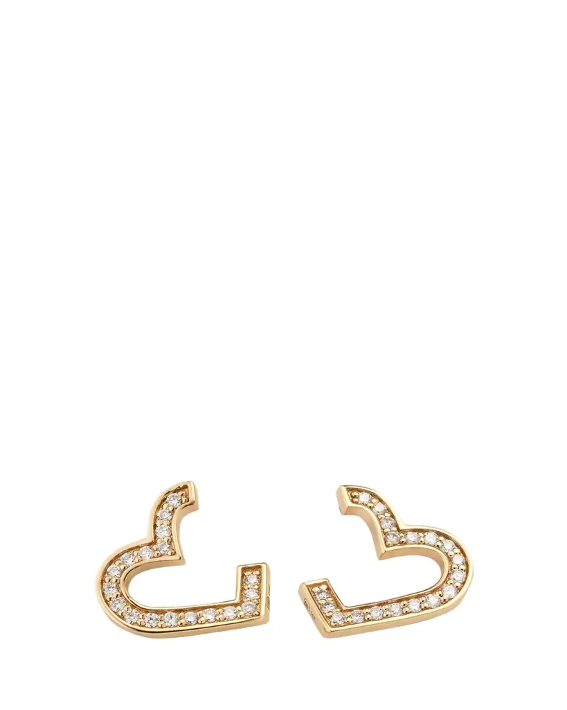 Sydney Evan 14K Yellow Gold Small Diamond Pave Heart Wrap Hoop Earrings