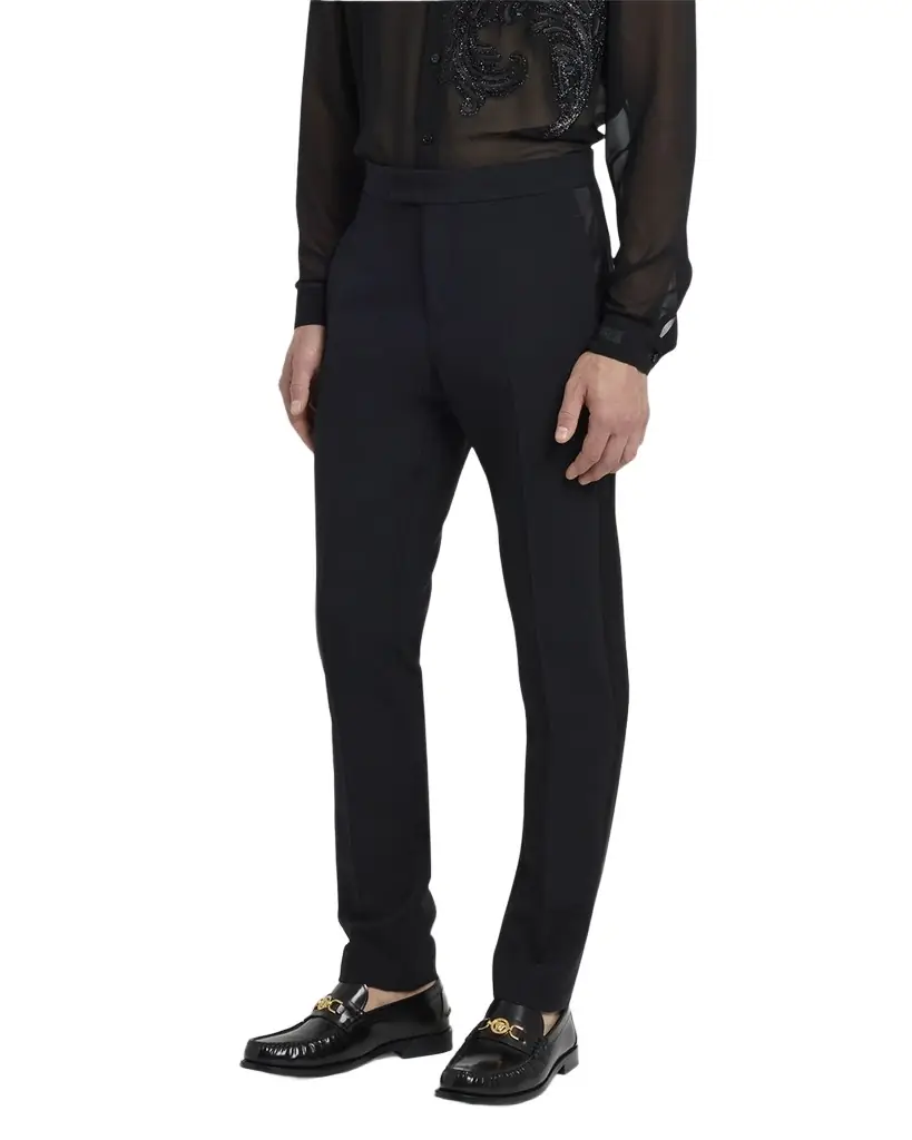 Versace Men's Wool-Mohair Tuxedo Pants