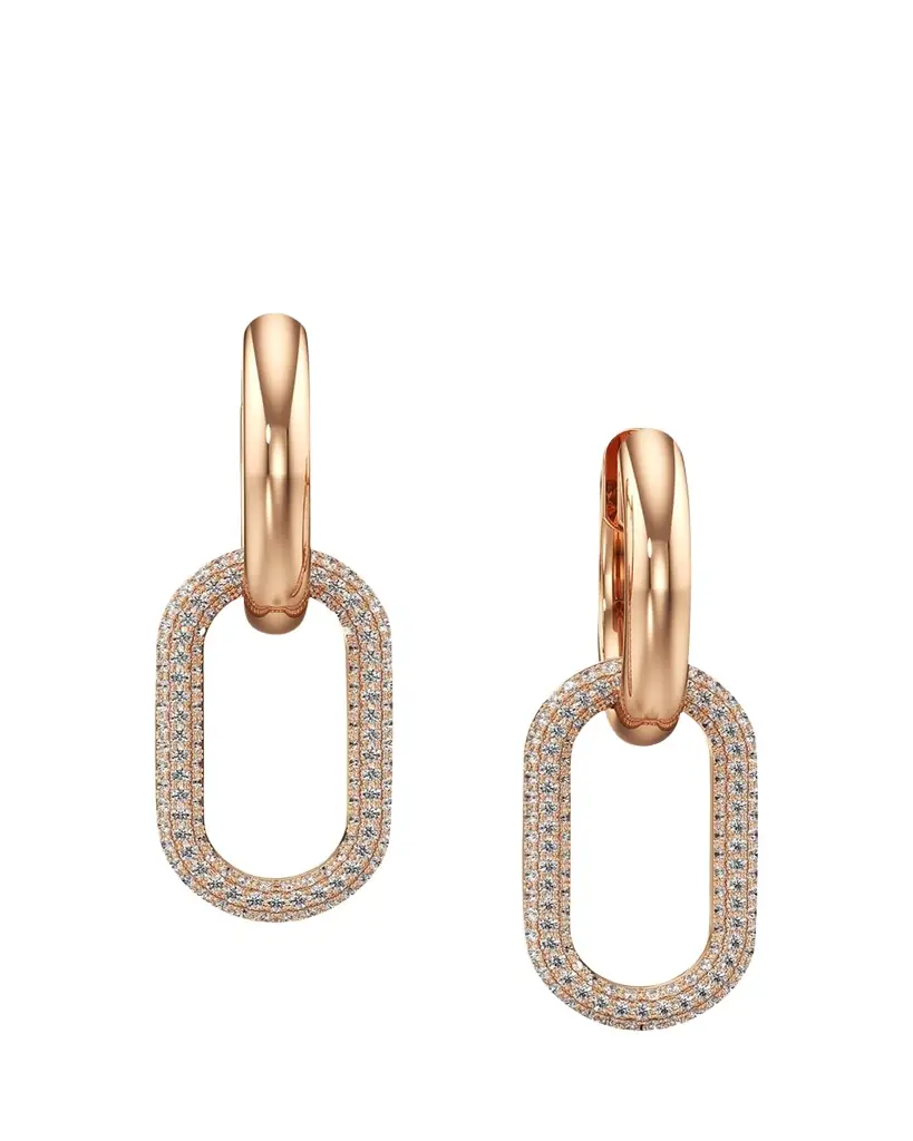 Bhansali 18K Gold and Diamond Pave Link Earrings