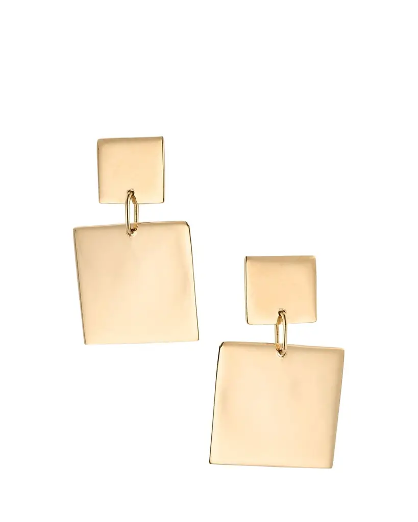 Lana 14K Yellow Gold Double Square Dangle Earrings