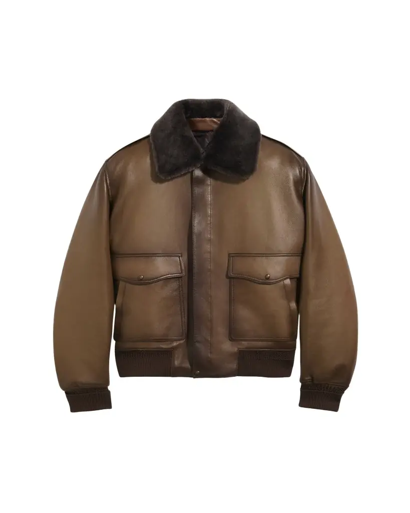 Berluti Men's Leather & Shearling Collar Bomber Jacket