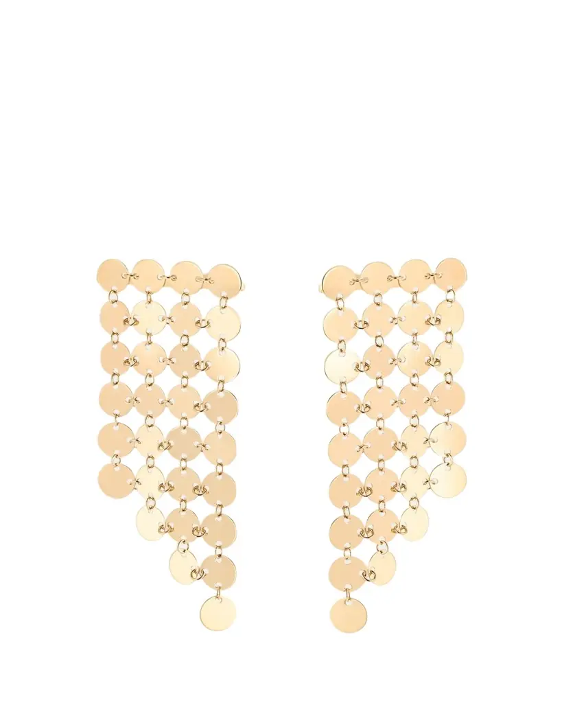 Lana 14K Yellow Gold 4-Strand Laser Disc Chainmail Fringe Earrings