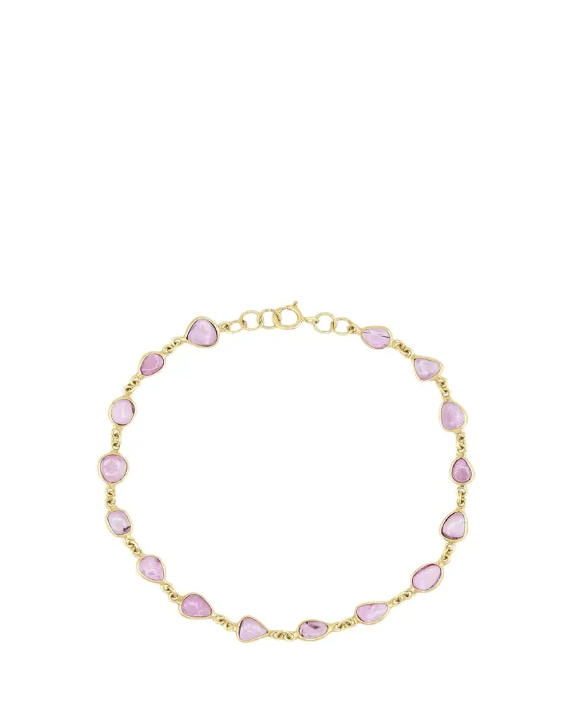 JIA JIA 14K Pink Sapphire Bezel Tennis Chain Bracelet