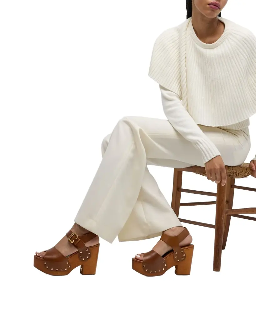 Chloe Jeannette Leather Clog Platform Sandals