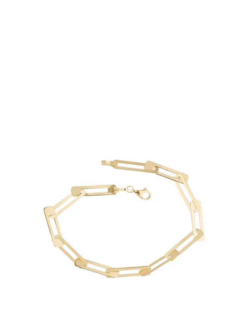 Lana 14K Gold Laser Open Interlocking Rectangle Bracelet