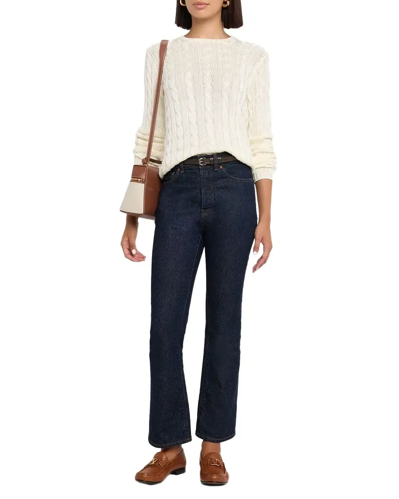 Ralph Lauren Collection Cable-Knit Silk Crewneck Sweater