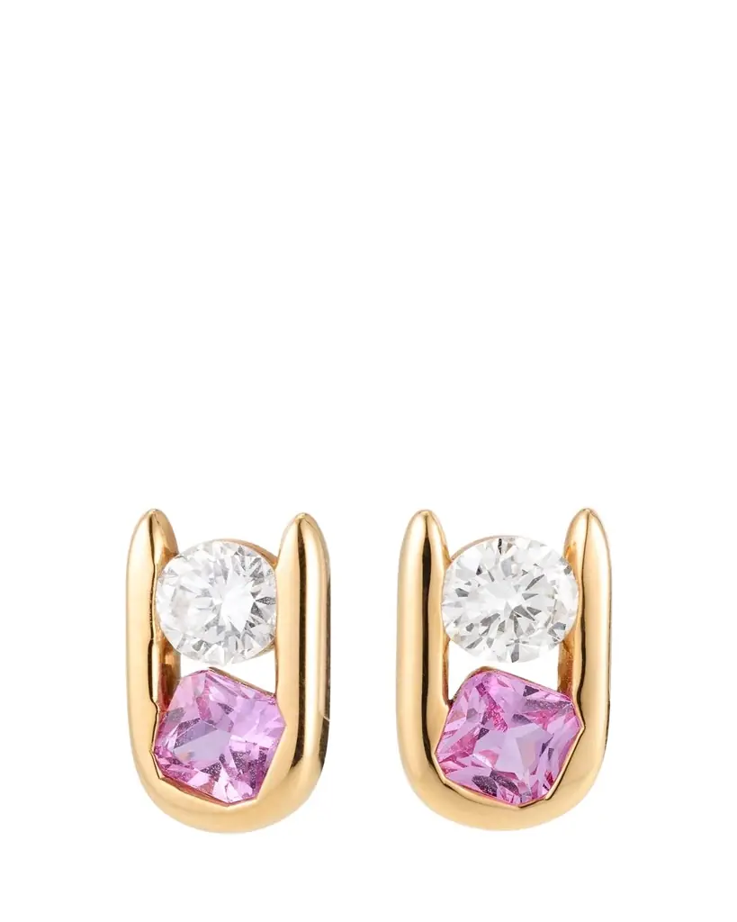 Uniform Object Major Impact Diamond and Gemstone Stud Earrings
