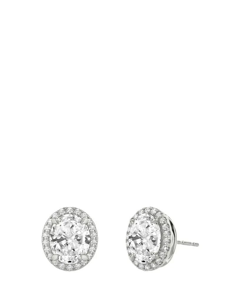 VRAI 14K White Gold Oval Halo Lab Grown Diamond Stud Earrings, 2.00tcw