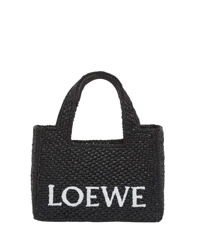 Loewe x Paula's Ibiza Font Logo Mini Tote Bag in Raffia