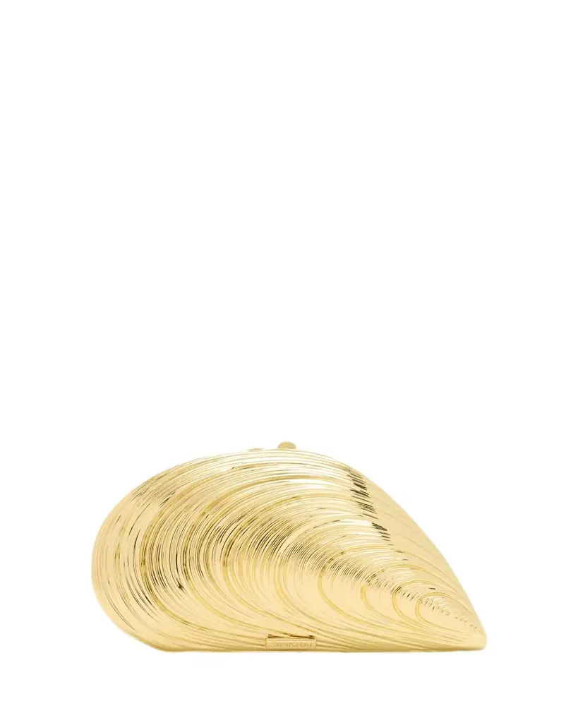 SIMKHAI Bridget Mini Metal Oyster Shell Clutch Bag