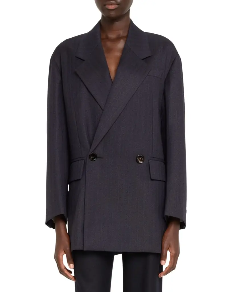 Bottega Veneta Subtle Stripe Double-Breasted Wool Jacket