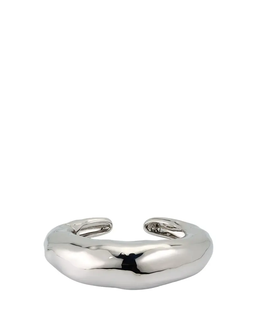 Alexis Bittar Large Molten Silver-Tone Hinged Cuff Bracelet