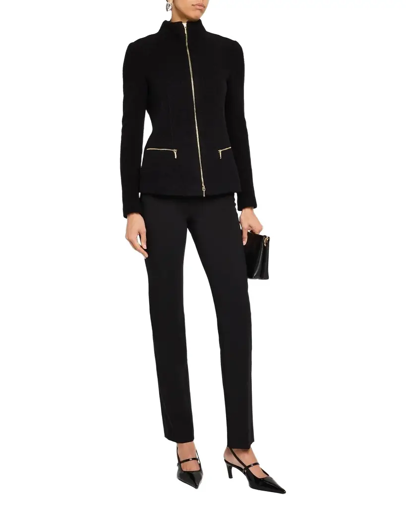 Giorgio Armani Cashmere-Blend Zip-Front Knit Jacket