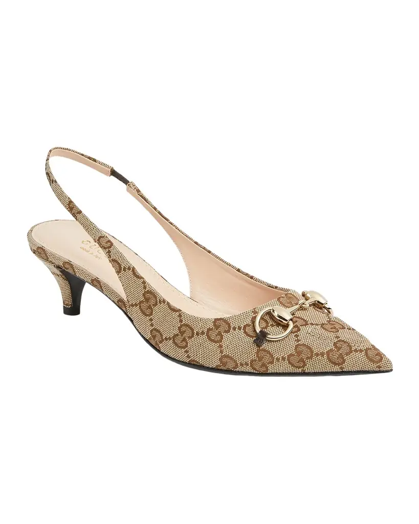Gucci Erin GG Canvas Bit Slingback Pumps