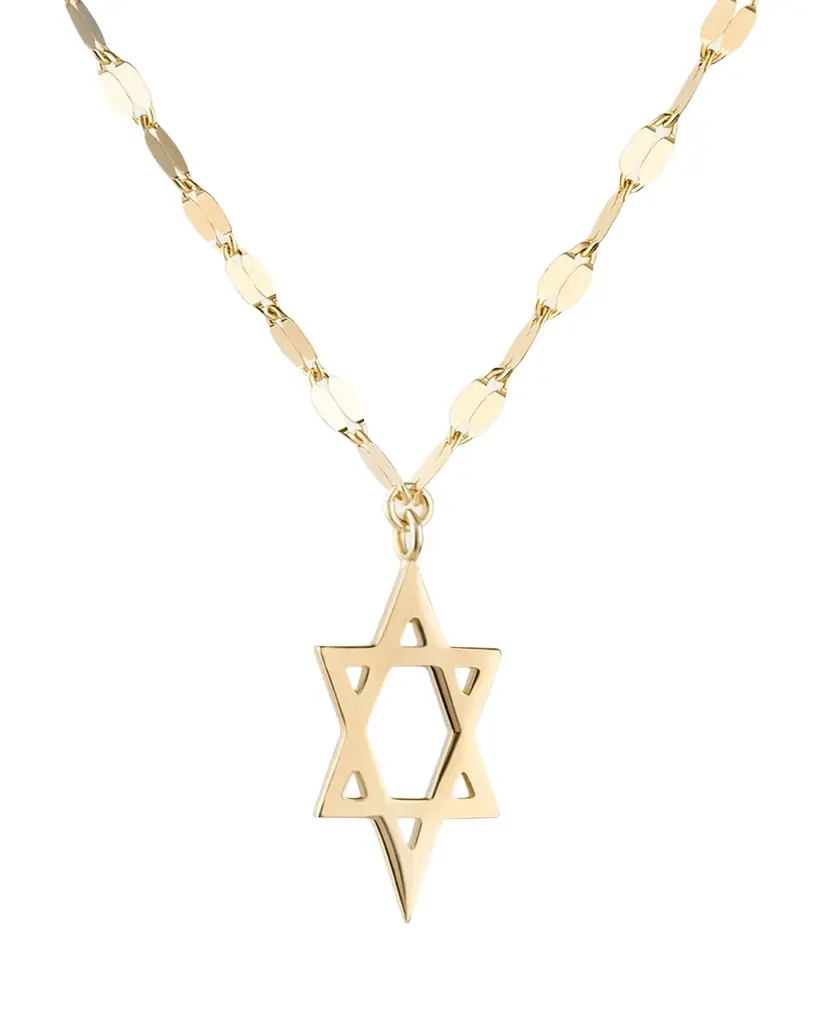 Lana 14K Gold Star of David Charm Necklace with Jump Ring, 16-18"L