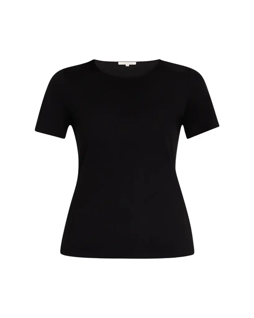 Lafayette 148 New York Ribbed Crewneck Cotton T-Shirt