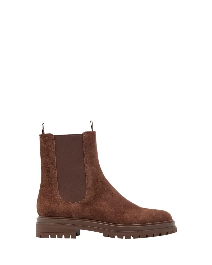 Gianvito Rossi Chester Suede Lug-Sole Chelsea Ankle Boots