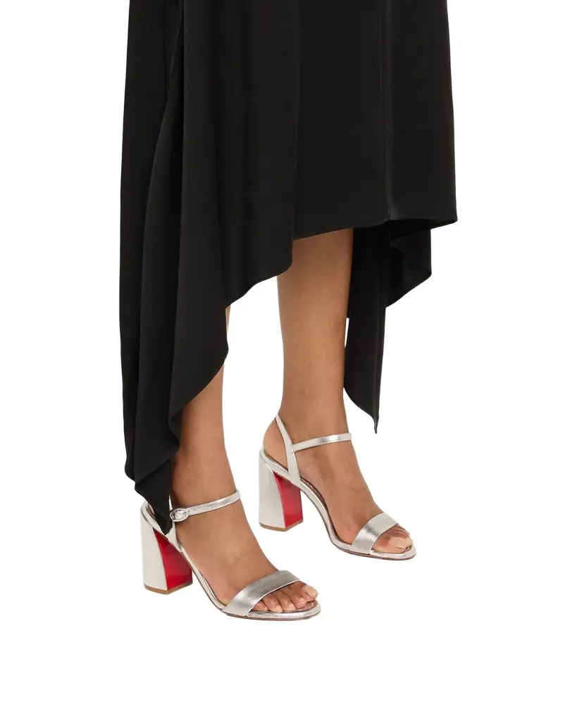 Christian Louboutin 85mm Miss Jane Metallic Ankle-Strap Sandals
